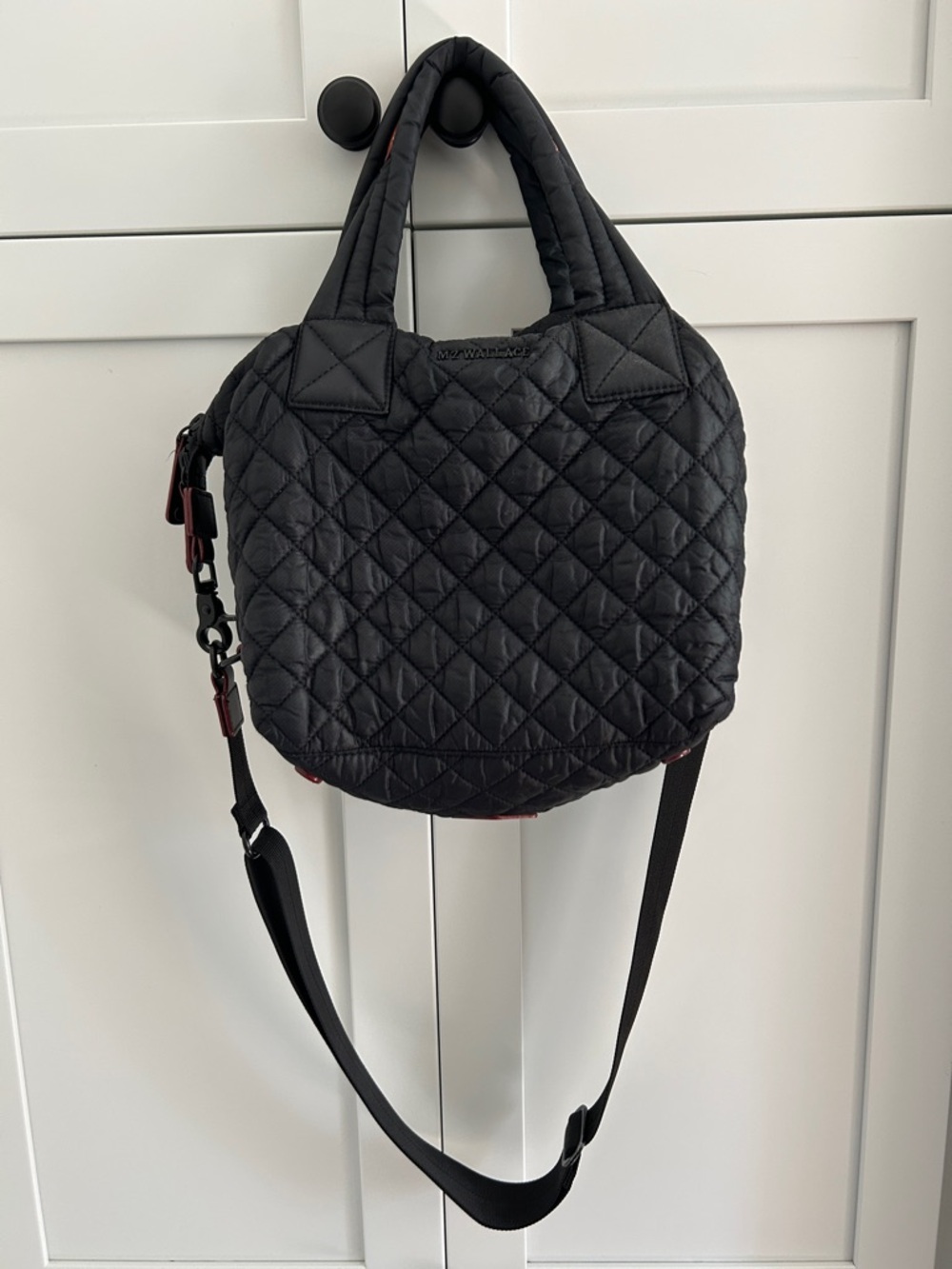 MZ Wallace Black Quilted Women's Tote Bag with Crossbody Strap